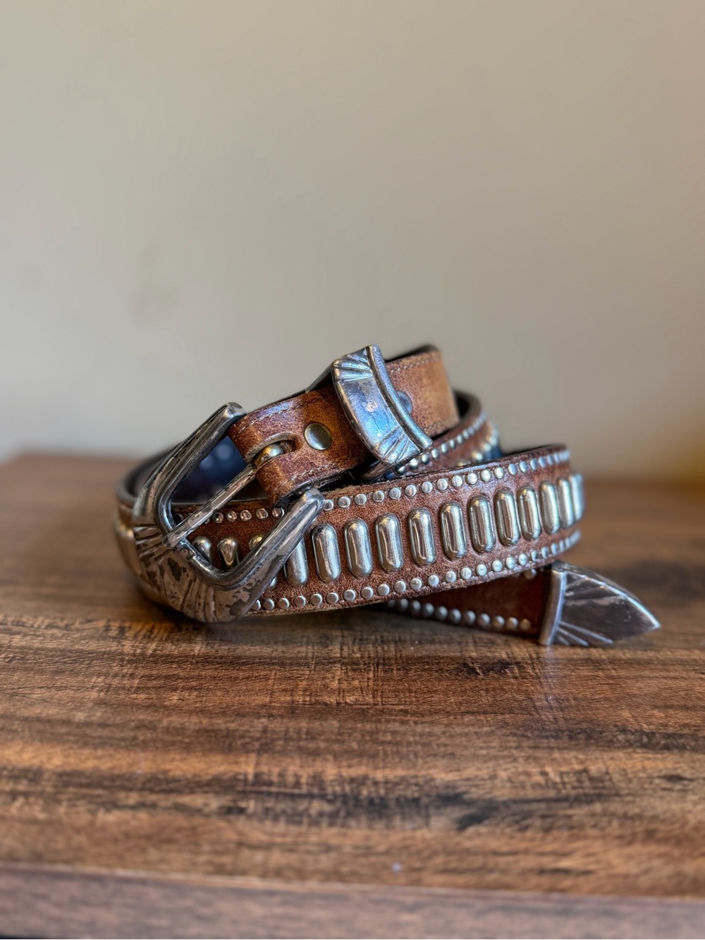 Vintage Nadin Leather and Silver Belt Brown